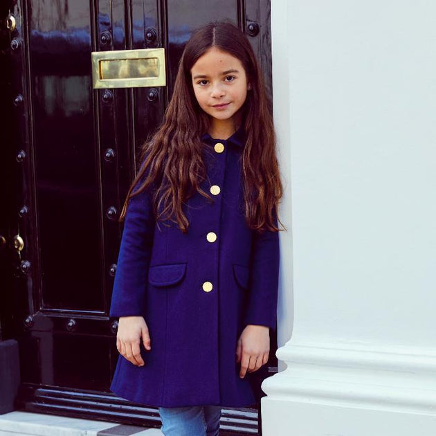 Girls navy smart coat cheap