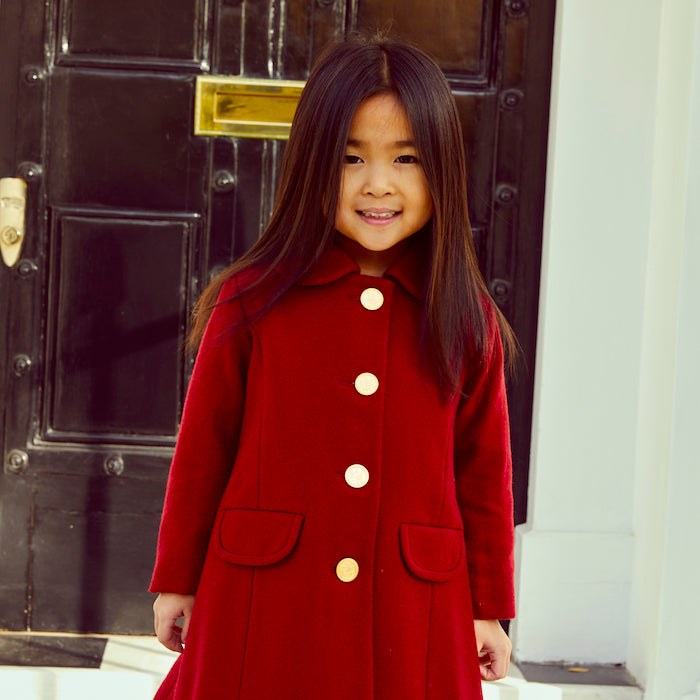 Burgundy Girls Coat (The Kensington) Belgravia Burgundy – Britannical