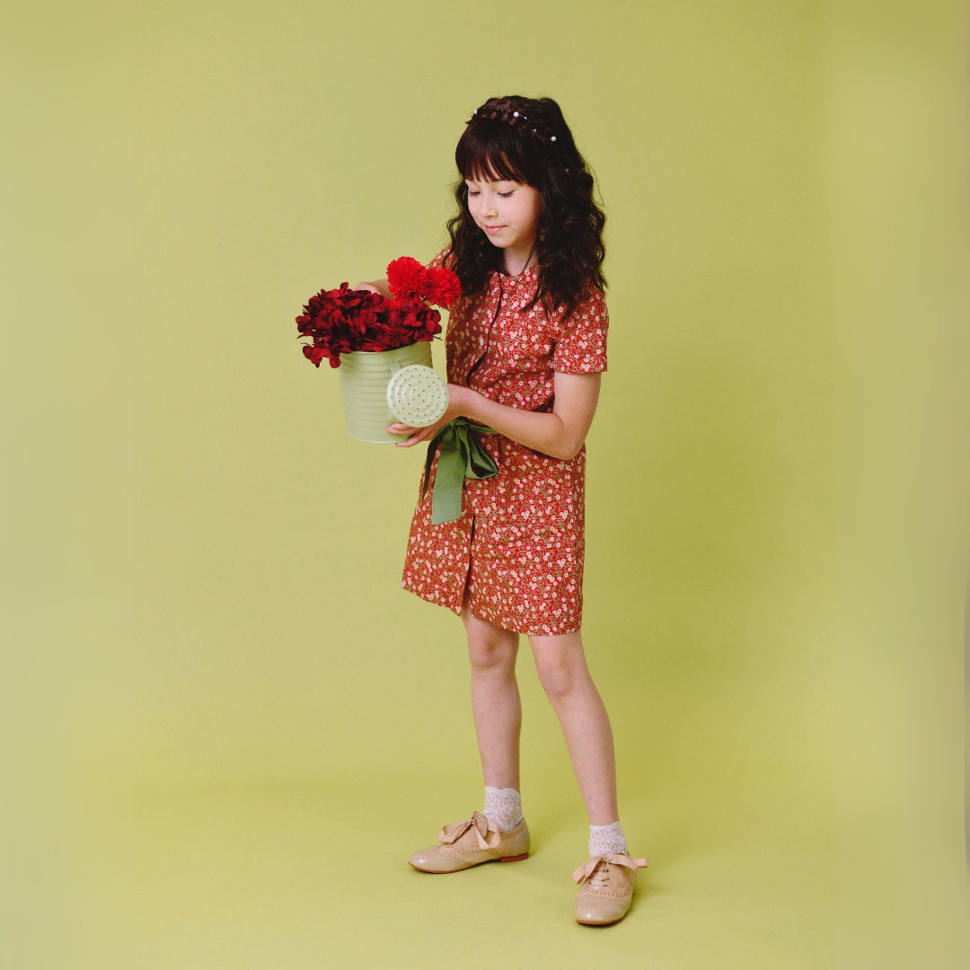 slim fit dress slacks Mini Aveline Dress in Red & Green Rustic Floral – Ivy City Co