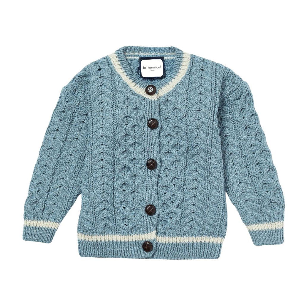 London Days Merino Children's Cardigan - Duck Egg