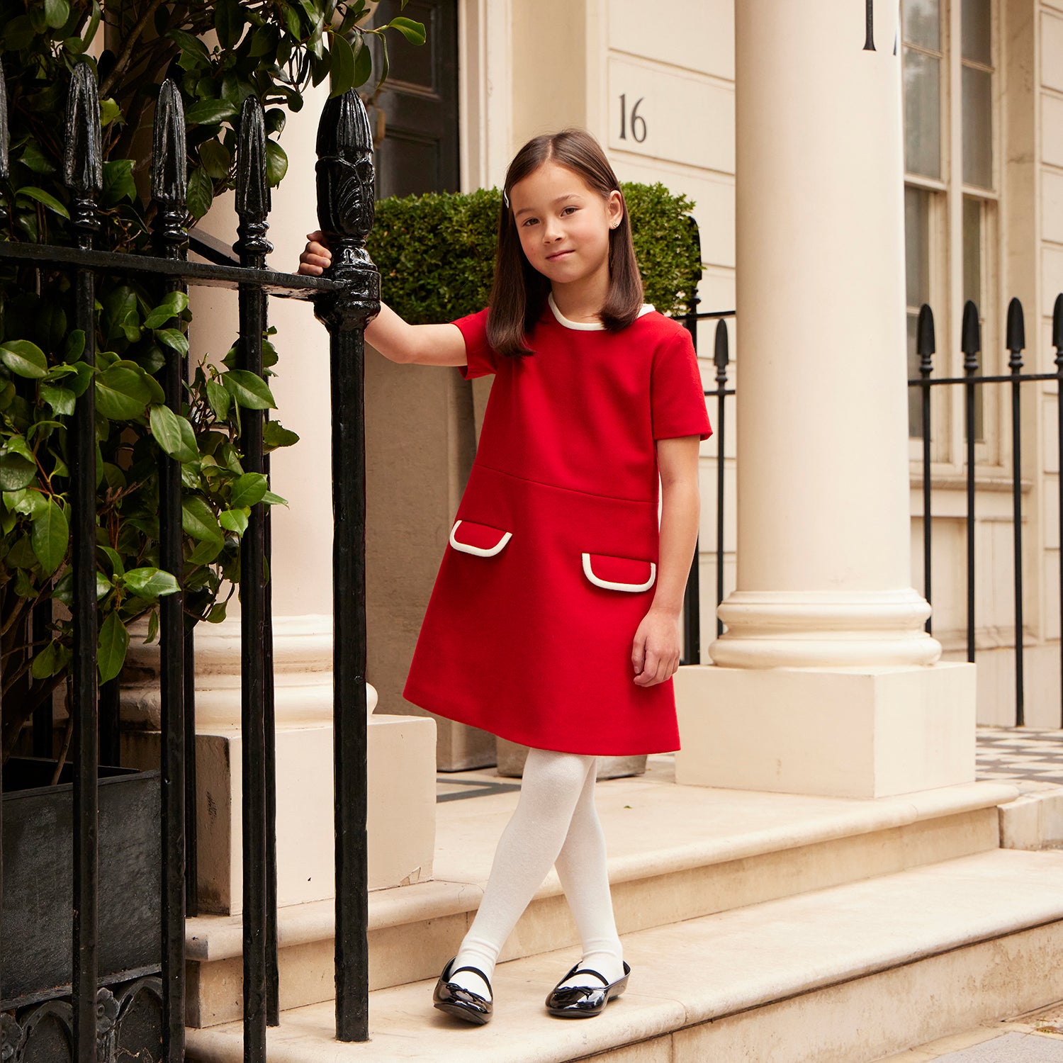 Red Girls Dress (The Kensington) Pillar Box Red Britannical Red Girls Dress (The Kensington) Pillar Box Red Britannical