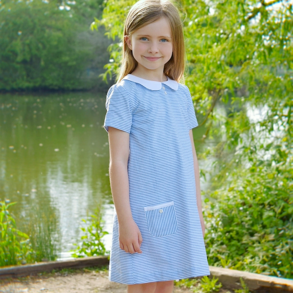 Blue Girls Dress Striped (Hampstead) Nautical blue stripes Britannical Blue Girls Dress Striped (Hampstead) Nautical blue stripes Britannical