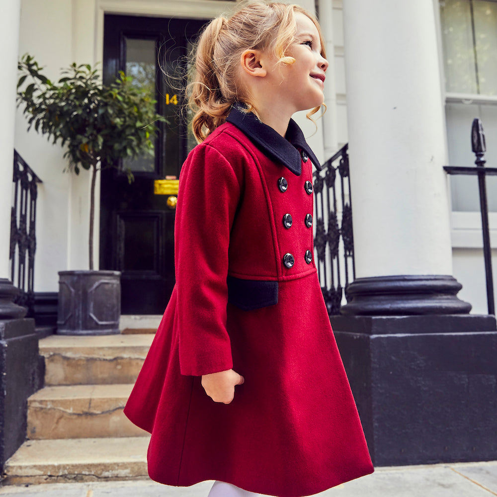 Red Girls Dress Coat (The Piccadilly) Theatrical Red – Britannical Red Girls Dress Coat (The Piccadilly) Theatrical Red – Britannical