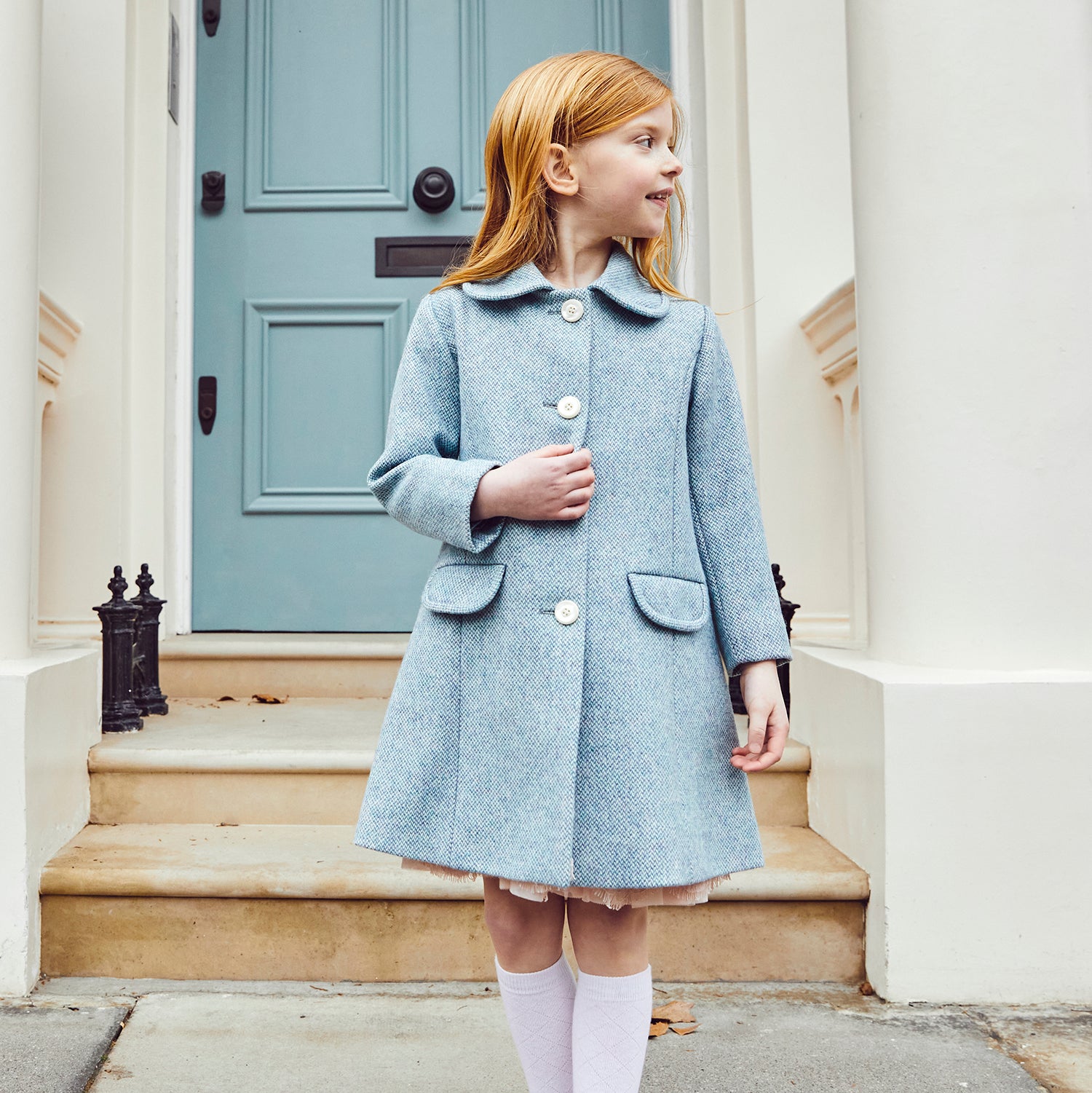 Light Blue Girls Coat (The Chelsea) Belgravia Blue – Britannical